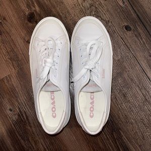 COACH White Sneakers with Pink Lining